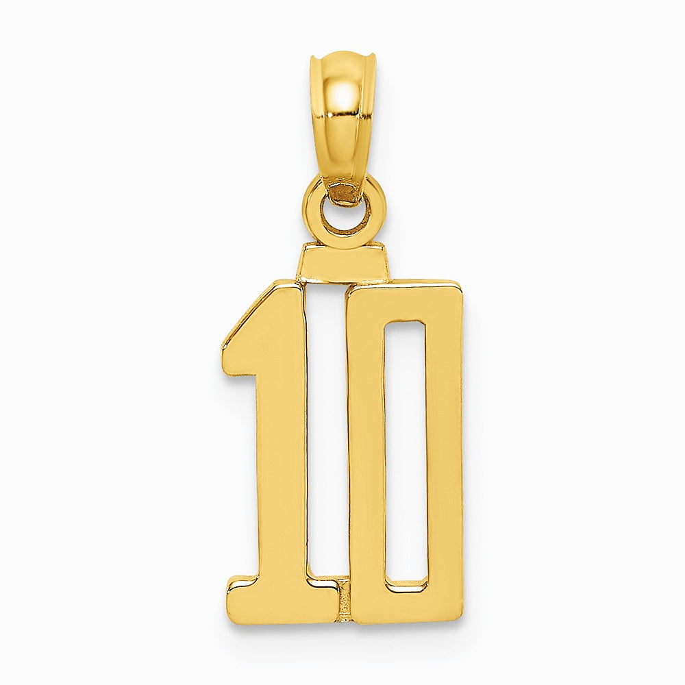 10K / 14K Yellow Gold Number 10 Pendant - Product Photo