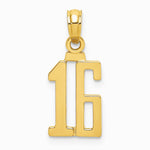 10K / 14K Yellow Gold Number 16 Pendant - Product Photo