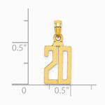 10K / 14K Yellow Gold Number 20 Pendant - Product Photo