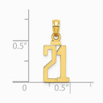 10K / 14K Yellow Gold Number 21 Pendant - Product Photo