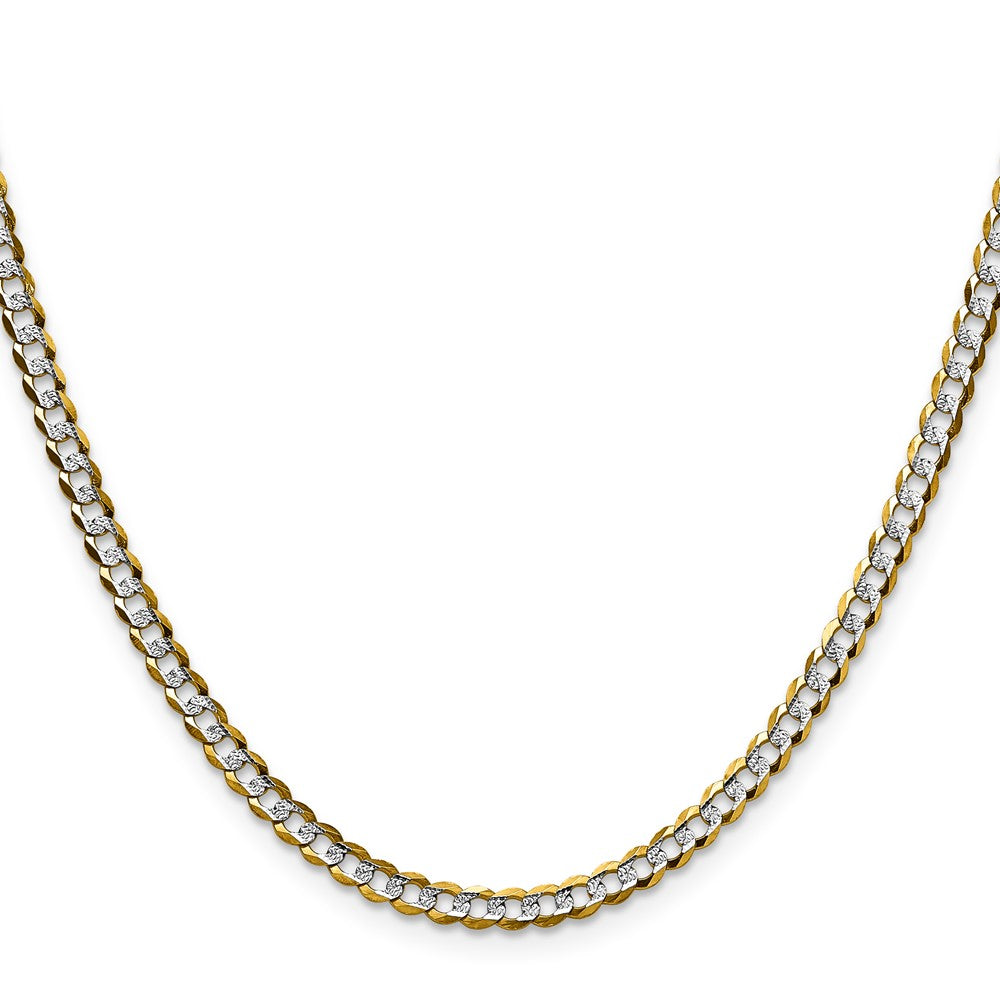 14k 3.7mm Lightweight PavÃ© Flat Cuban Chain - Product Photo