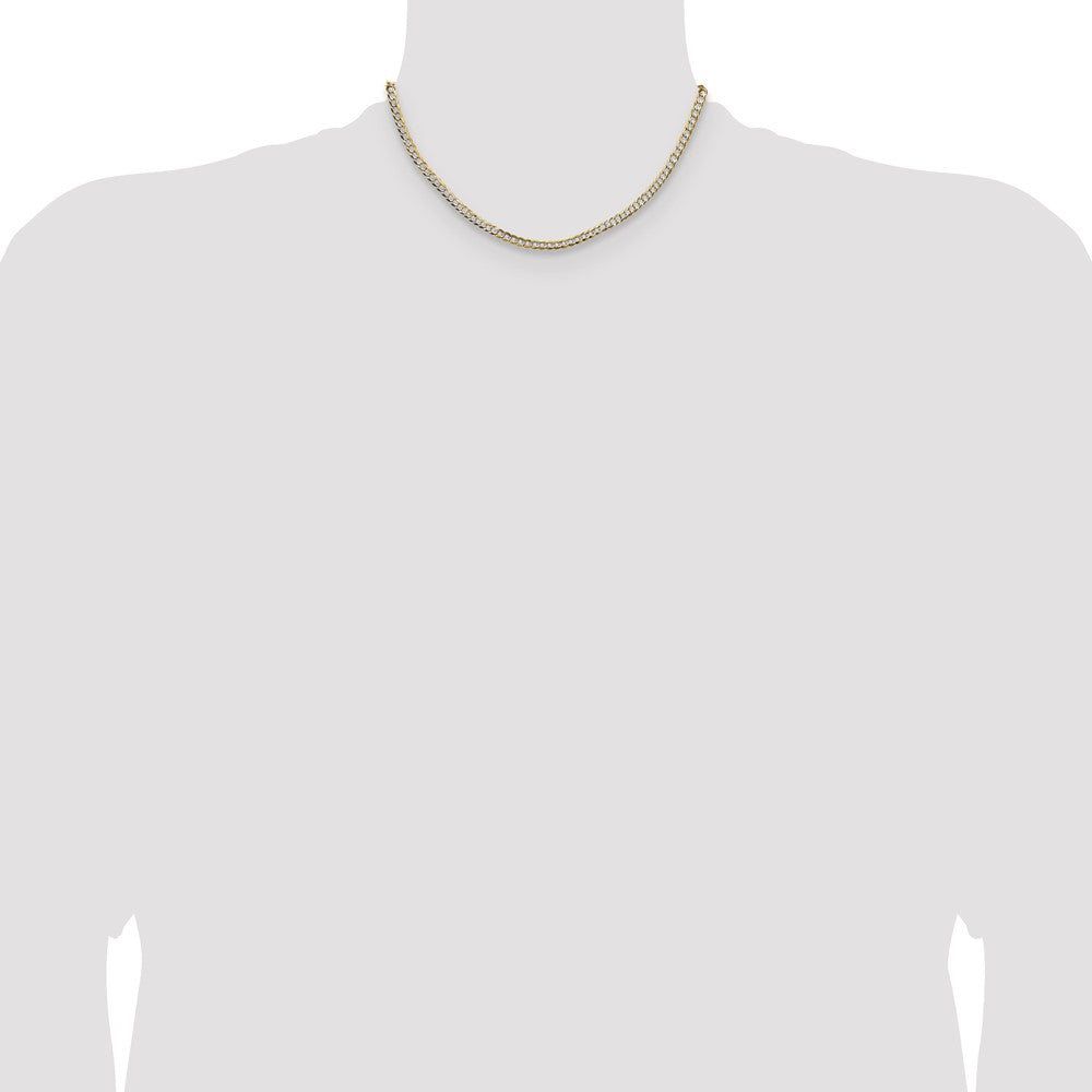 14k 3.7mm Lightweight PavÃ© Flat Cuban Chain - Product Photo