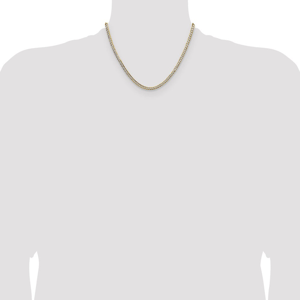 14k 3.7mm Lightweight PavÃ© Flat Cuban Chain - Product Photo