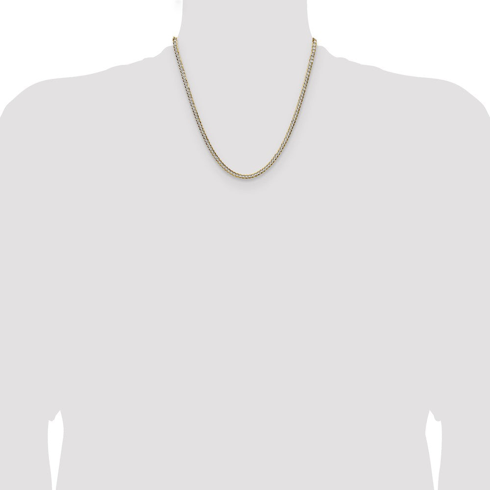 14k 3.7mm Lightweight PavÃ© Flat Cuban Chain - Product Photo