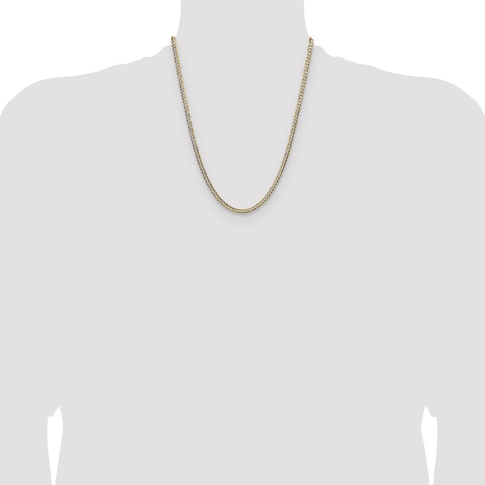 14k 3.7mm Lightweight PavÃ© Flat Cuban Chain - Product Photo