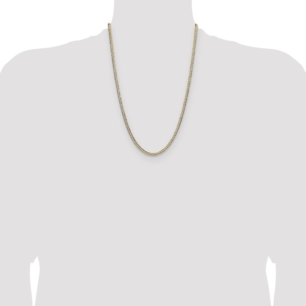 14k 3.7mm Lightweight PavÃ© Flat Cuban Chain - Product Photo