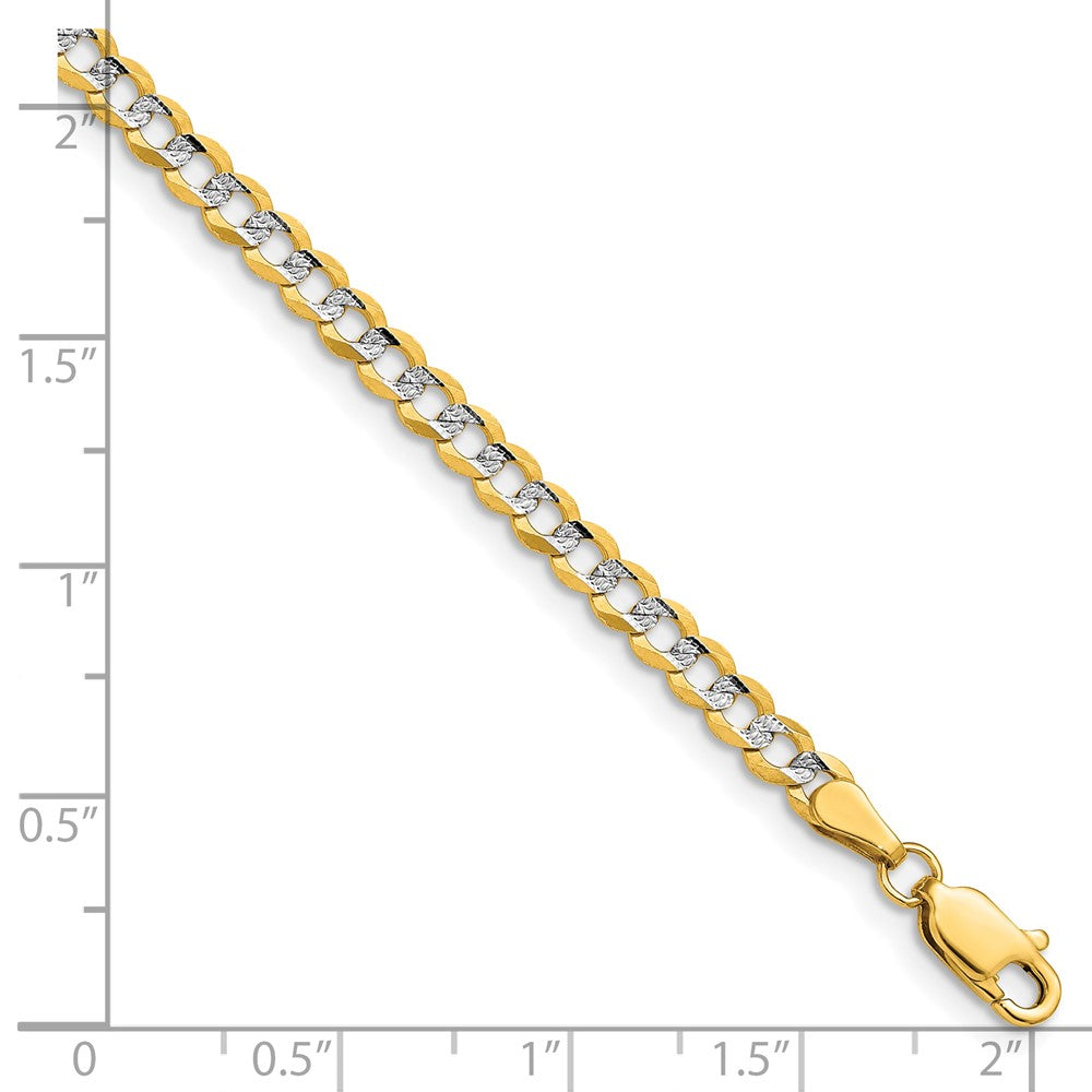 14k 3.7mm Lightweight PavÃ© Flat Cuban Chain - Product Photo