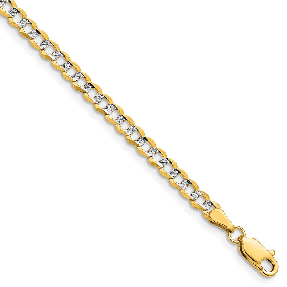 14k 3.7mm Lightweight PavÃ© Flat Cuban Chain - Product Photo