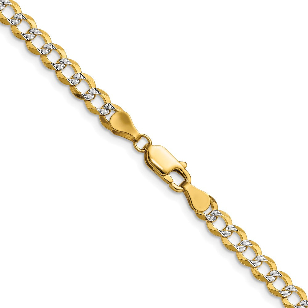 14k 4.7mm Lightweight PavÃ© Flat Cuban Chain - Product Photo