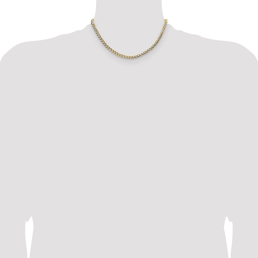 14k 4.7mm Lightweight PavÃ© Flat Cuban Chain - Product Photo