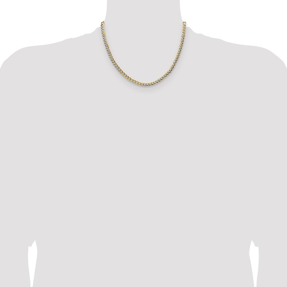 14k 4.7mm Lightweight PavÃ© Flat Cuban Chain - Product Photo