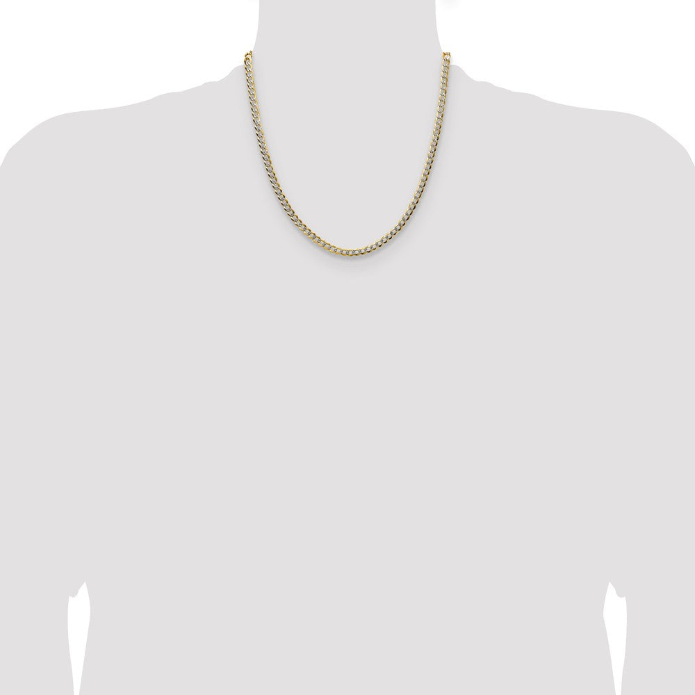 14k 4.7mm Lightweight PavÃ© Flat Cuban Chain - Product Photo