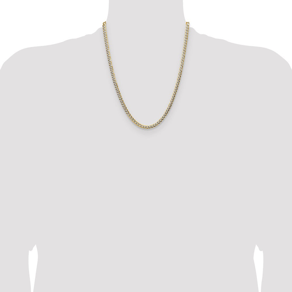 14k 4.7mm Lightweight PavÃ© Flat Cuban Chain - Product Photo