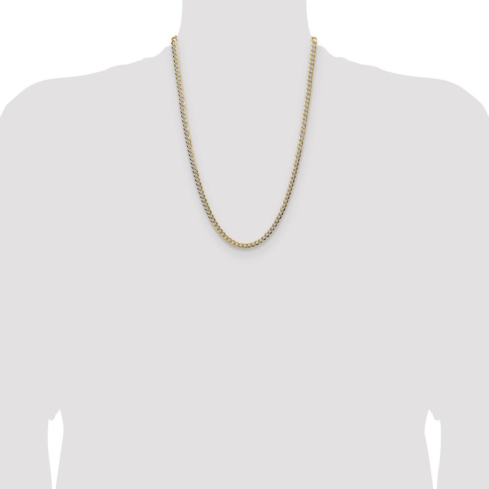 14k 4.7mm Lightweight PavÃ© Flat Cuban Chain - Product Photo