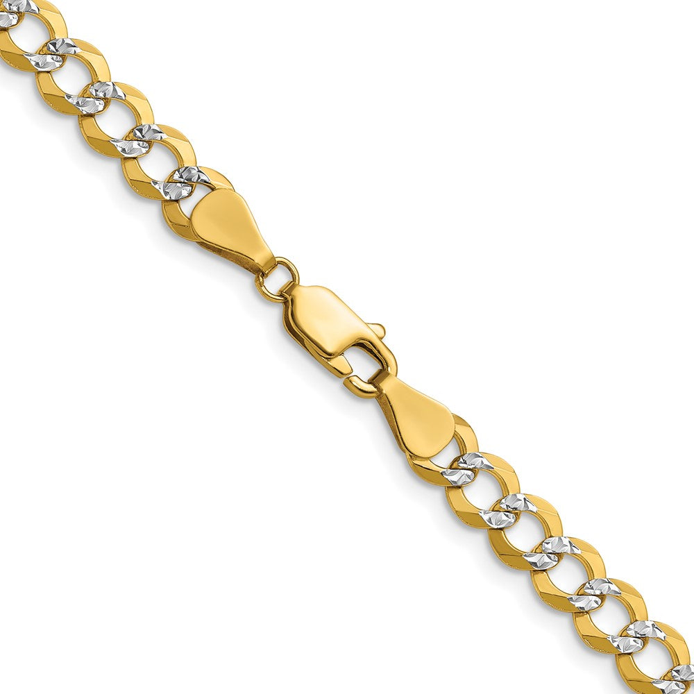 14k 5.9mm Lightweight PavÃ© Flat Cuban Chain - Product Photo