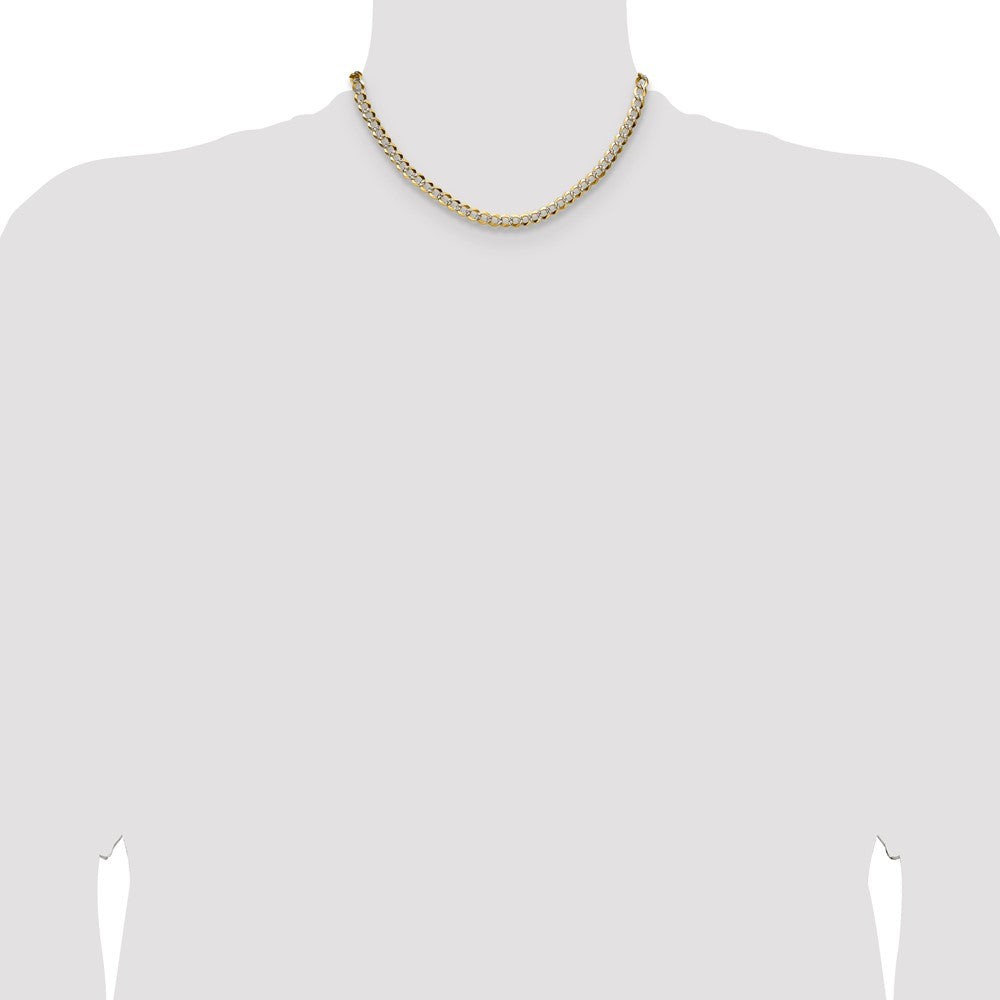 14k 5.9mm Lightweight PavÃ© Flat Cuban Chain - Product Photo