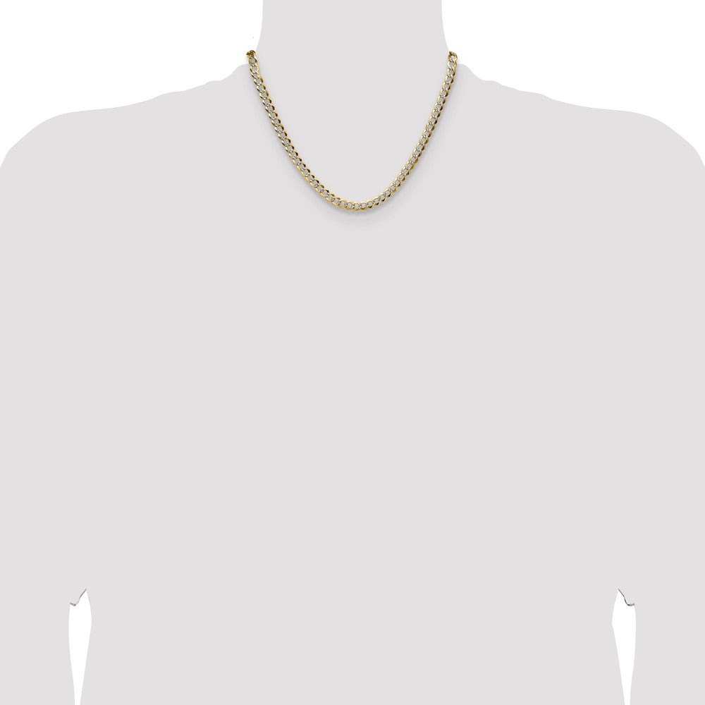 14k 5.9mm Lightweight PavÃ© Flat Cuban Chain - Product Photo