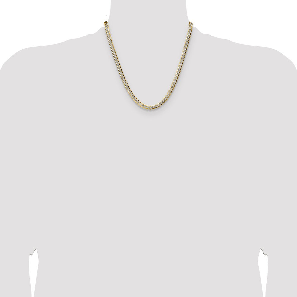 14k 5.9mm Lightweight PavÃ© Flat Cuban Chain - Product Photo