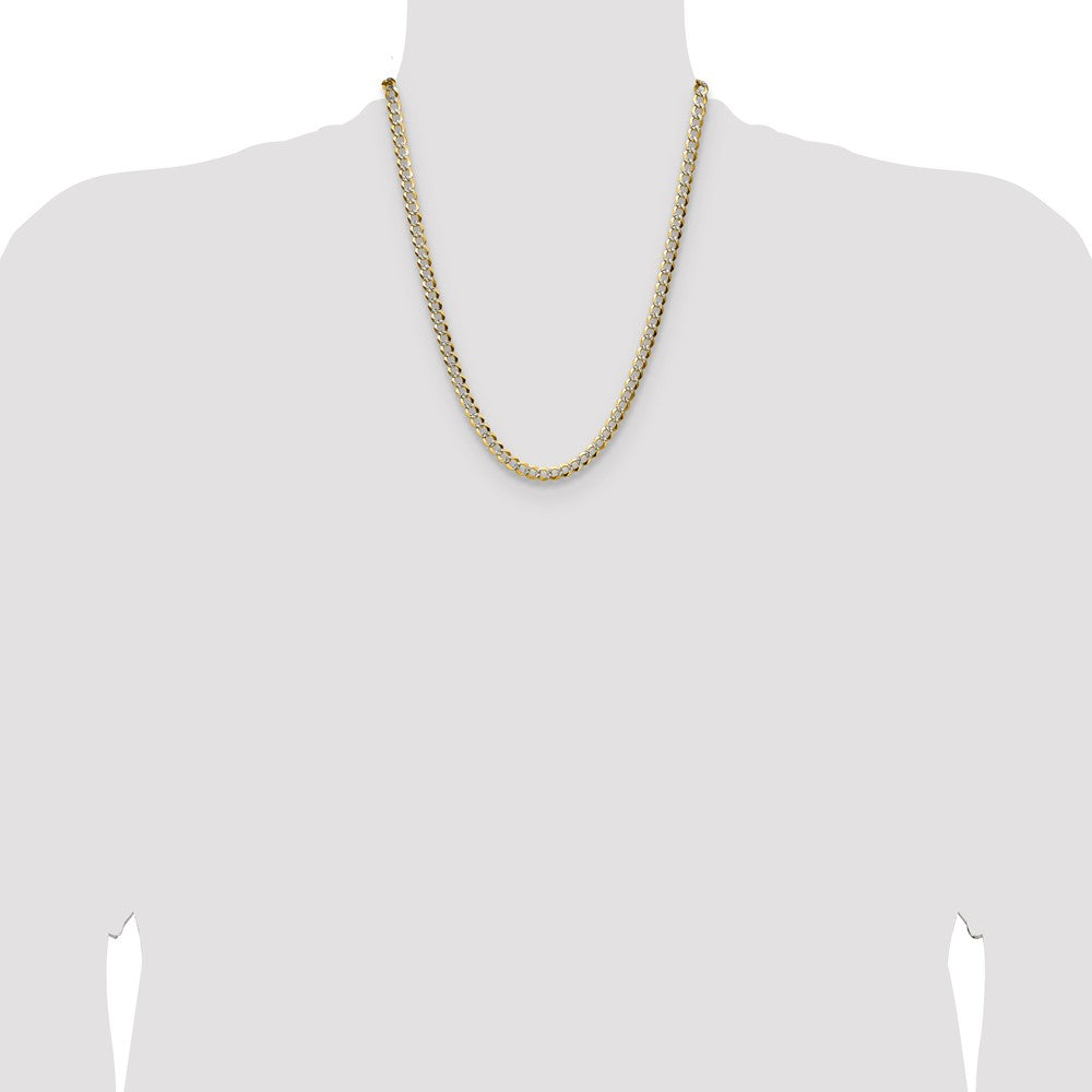 14k 5.9mm Lightweight PavÃ© Flat Cuban Chain - Product Photo