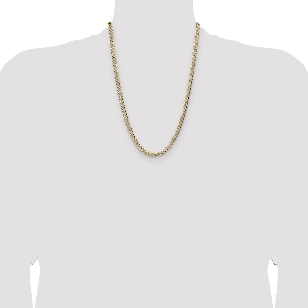 14k 5.9mm Lightweight PavÃ© Flat Cuban Chain - Product Photo