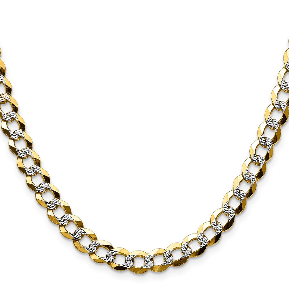 14k 7.2mm Lightweight PavÃ© Flat Cuban Chain - Product Photo