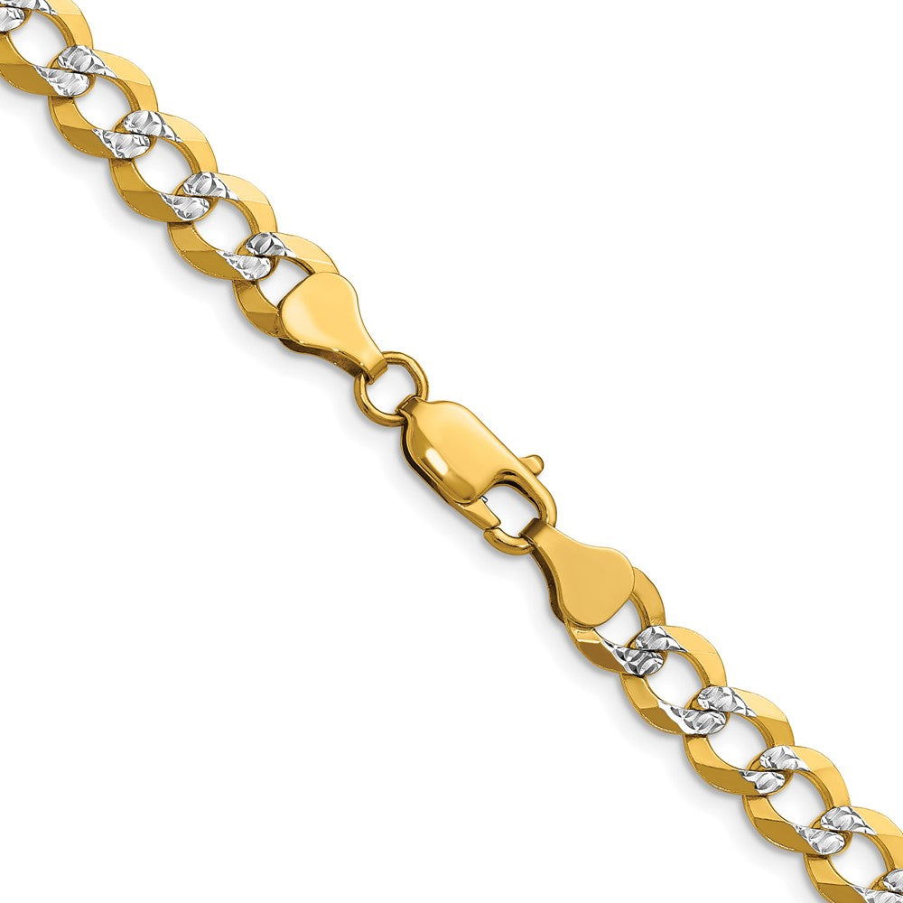 14k 7.2mm Lightweight PavÃ© Flat Cuban Chain - Product Photo