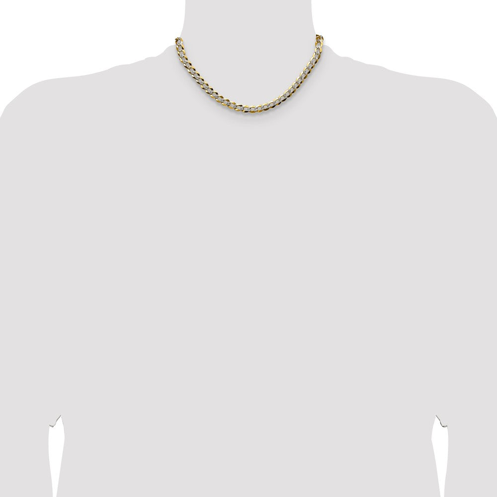 14k 7.2mm Lightweight PavÃ© Flat Cuban Chain - Product Photo