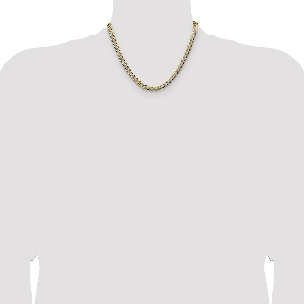 14k 7.2mm Lightweight PavÃ© Flat Cuban Chain - Product Photo
