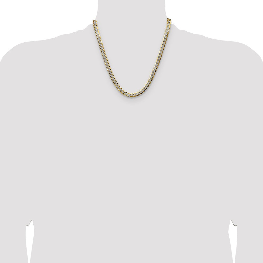 14k 7.2mm Lightweight PavÃ© Flat Cuban Chain - Product Photo