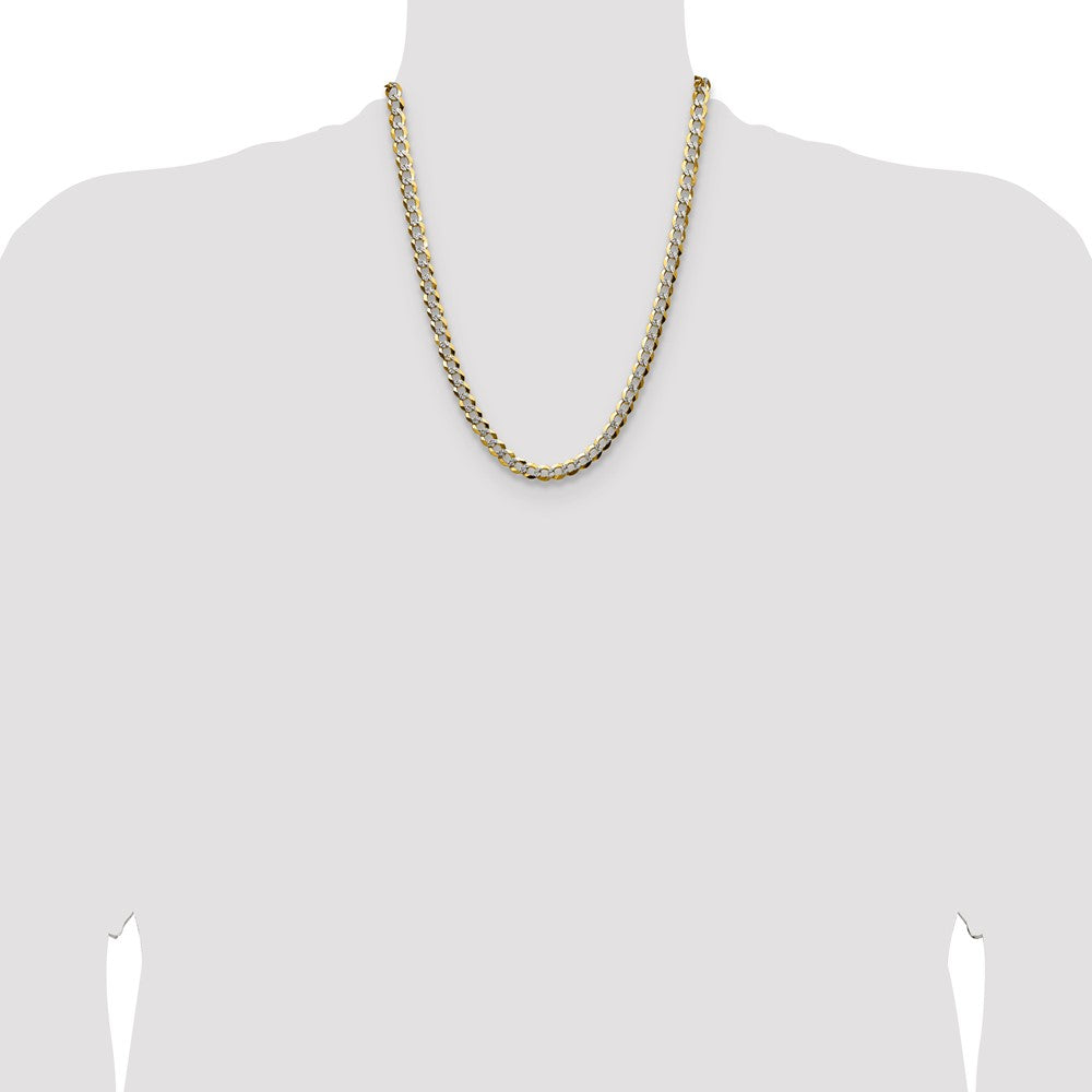 14k 7.2mm Lightweight PavÃ© Flat Cuban Chain - Product Photo