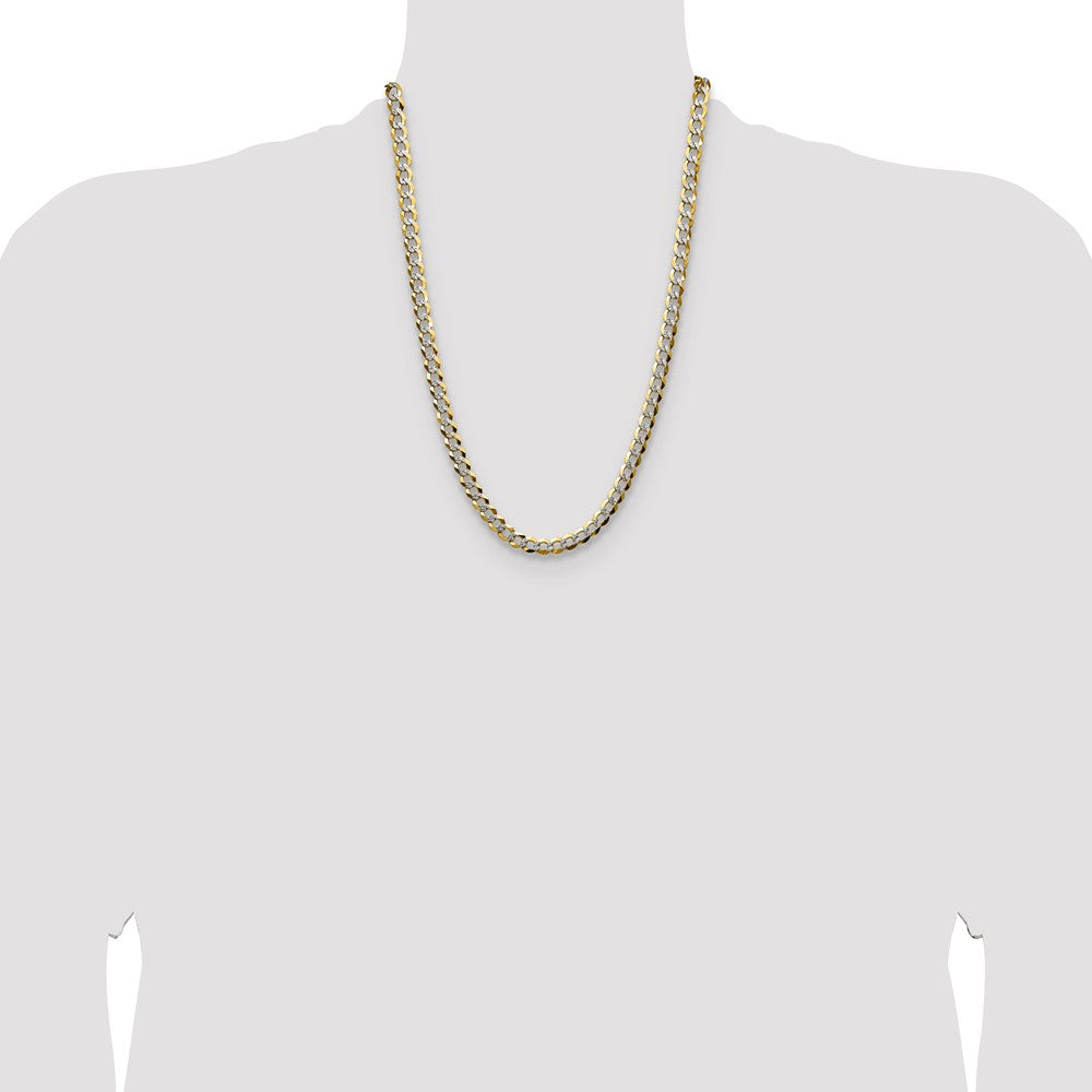 14k 7.2mm Lightweight PavÃ© Flat Cuban Chain - Product Photo