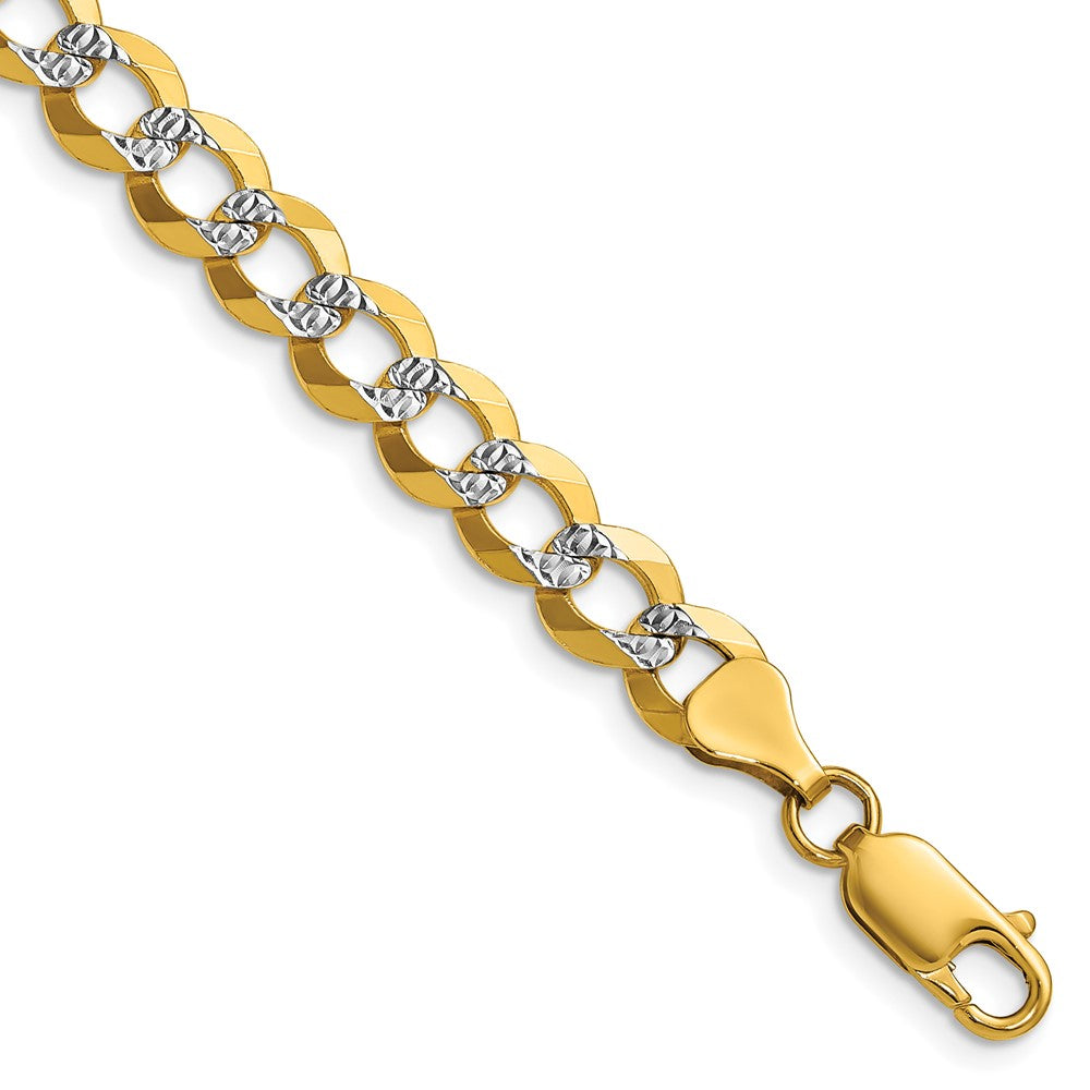 14k 7.2mm Lightweight PavÃ© Flat Cuban Chain - Product Photo