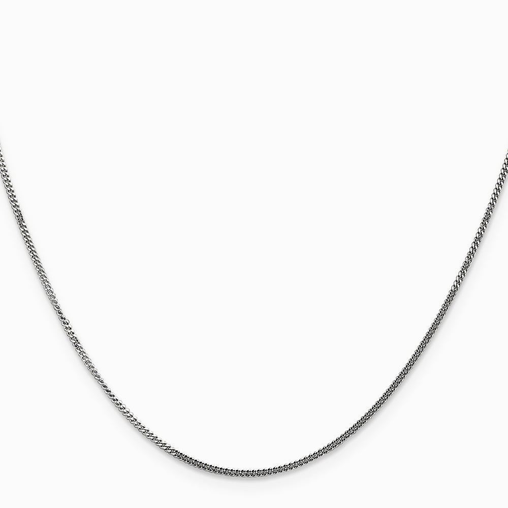 14K White Gold 1.3mm Curb Pendant Chain Necklace 16"-24" - Product Photo