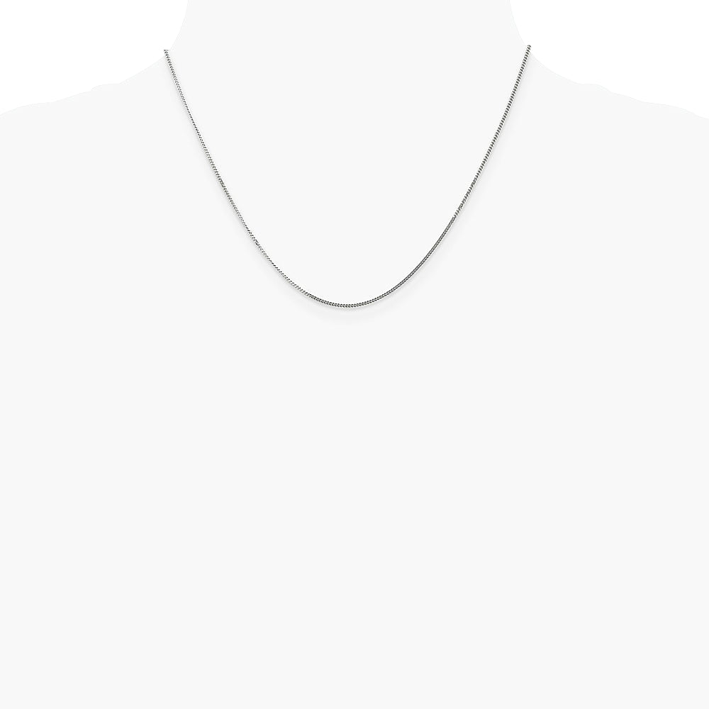 14K White Gold 1.3mm Curb Pendant Chain Necklace 16"-24" - Product Photo