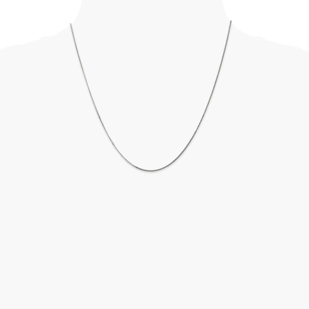 14K White Gold 1.3mm Curb Pendant Chain Necklace 16"-24" - Product Photo