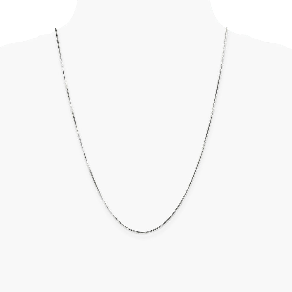 14K White Gold 1.3mm Curb Pendant Chain Necklace 16"-24" - Product Photo