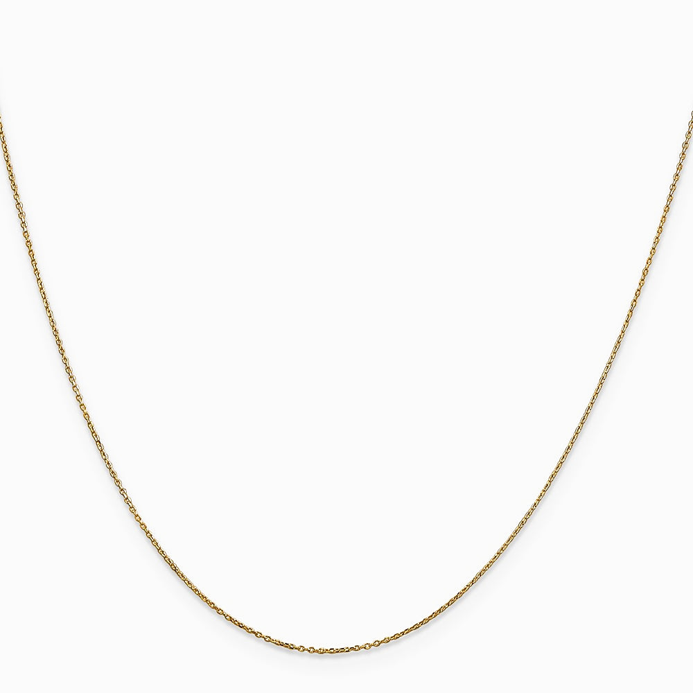 14K Yellow Gold .6mm Diamond-Cut Round Open Link Cable Chain Necklace 14"-24" - Product Photo