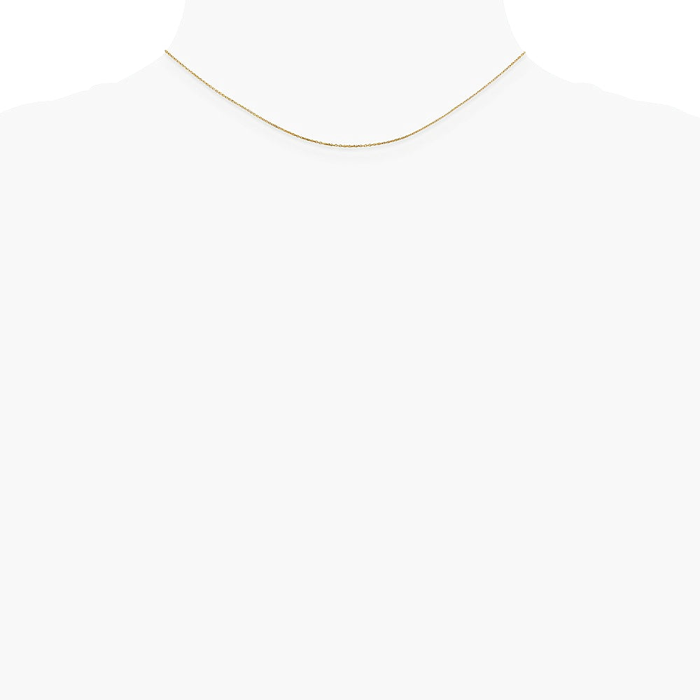 14K Yellow Gold .6mm Diamond-Cut Round Open Link Cable Chain Necklace 14"-24" - Product Photo
