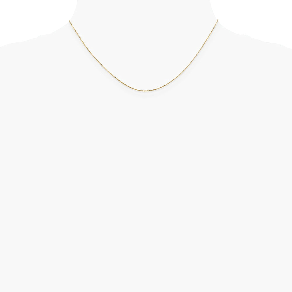 14K Yellow Gold .6mm Diamond-Cut Round Open Link Cable Chain Necklace 14"-24" - Product Photo