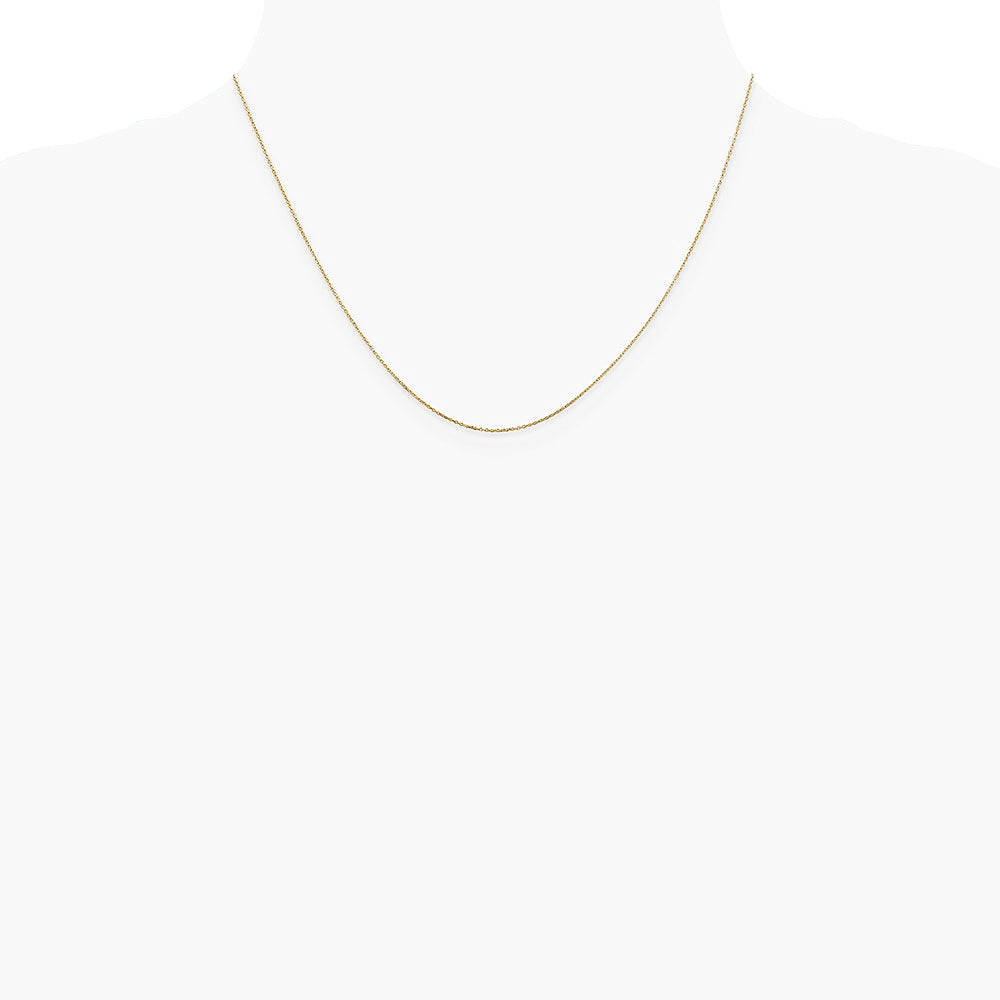 14K Yellow Gold .6mm Diamond-Cut Round Open Link Cable Chain Necklace 14"-24" - Product Photo