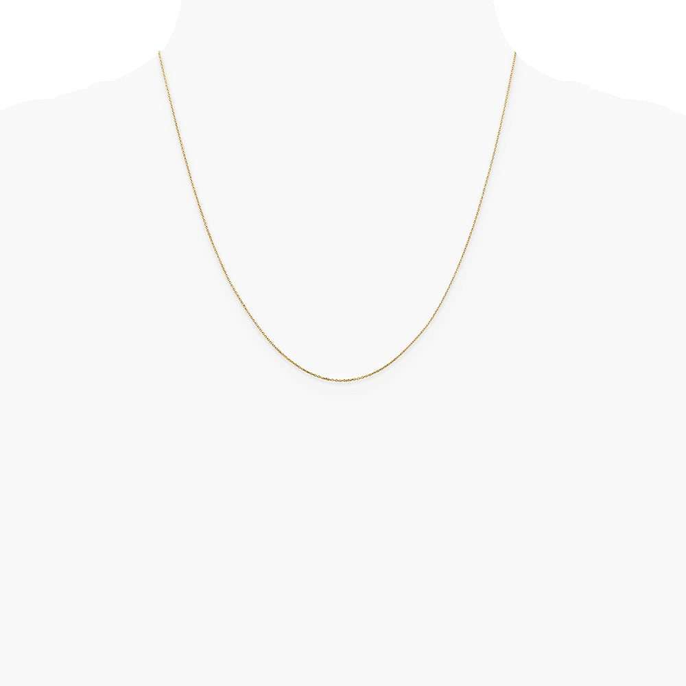 14K Yellow Gold .6mm Diamond-Cut Round Open Link Cable Chain Necklace 14"-24" - Product Photo