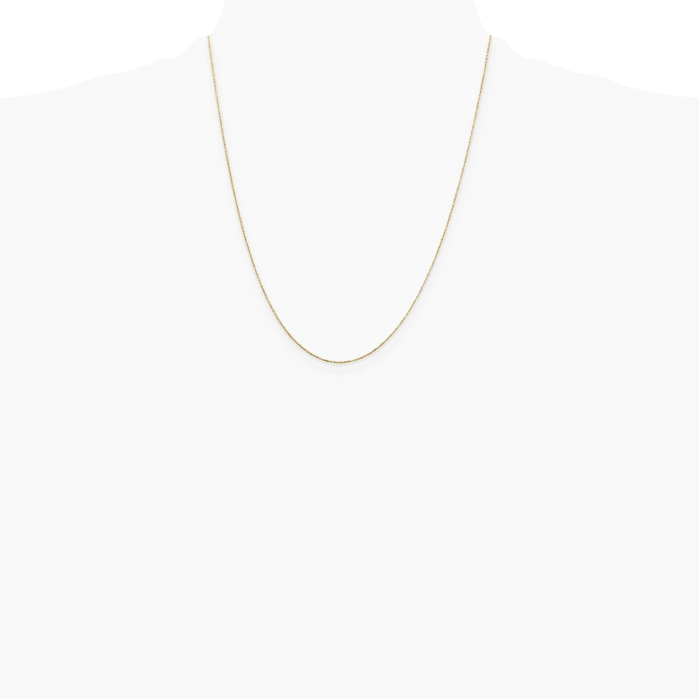 14K Yellow Gold .6mm Diamond-Cut Round Open Link Cable Chain Necklace 14"-24" - Product Photo