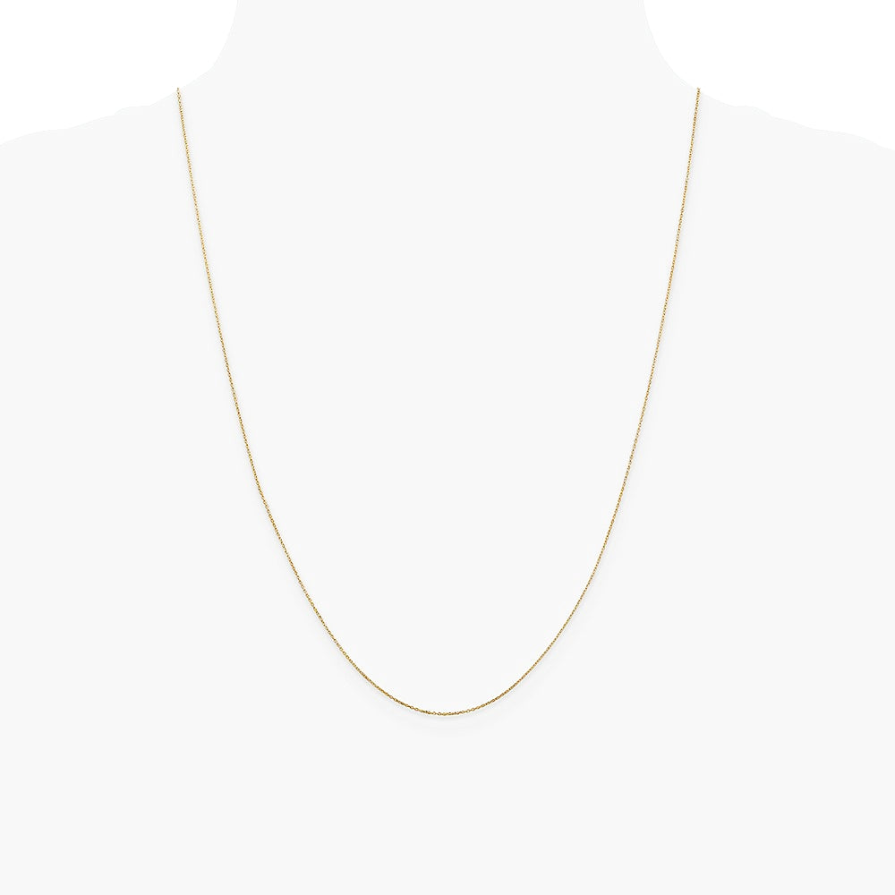 14K Yellow Gold .6mm Diamond-Cut Round Open Link Cable Chain Necklace 14"-24" - Product Photo