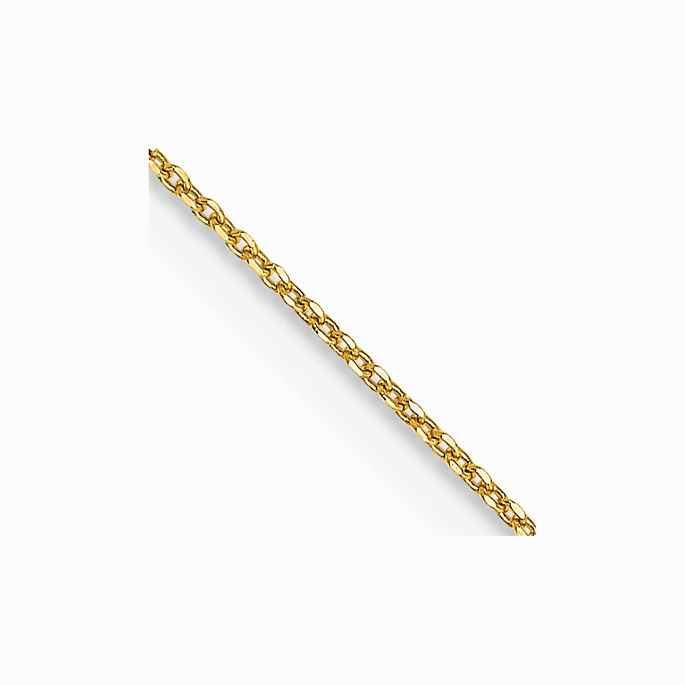 14K Yellow Gold .6mm Diamond-Cut Round Open Link Cable Chain Necklace 14"-24"