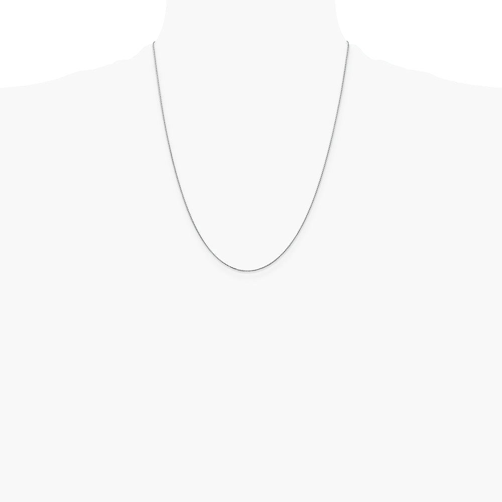 14K White Gold .85mm D/C Spiga with Spring Ring Clasp Chain Necklace 16"-30" - Product Photo