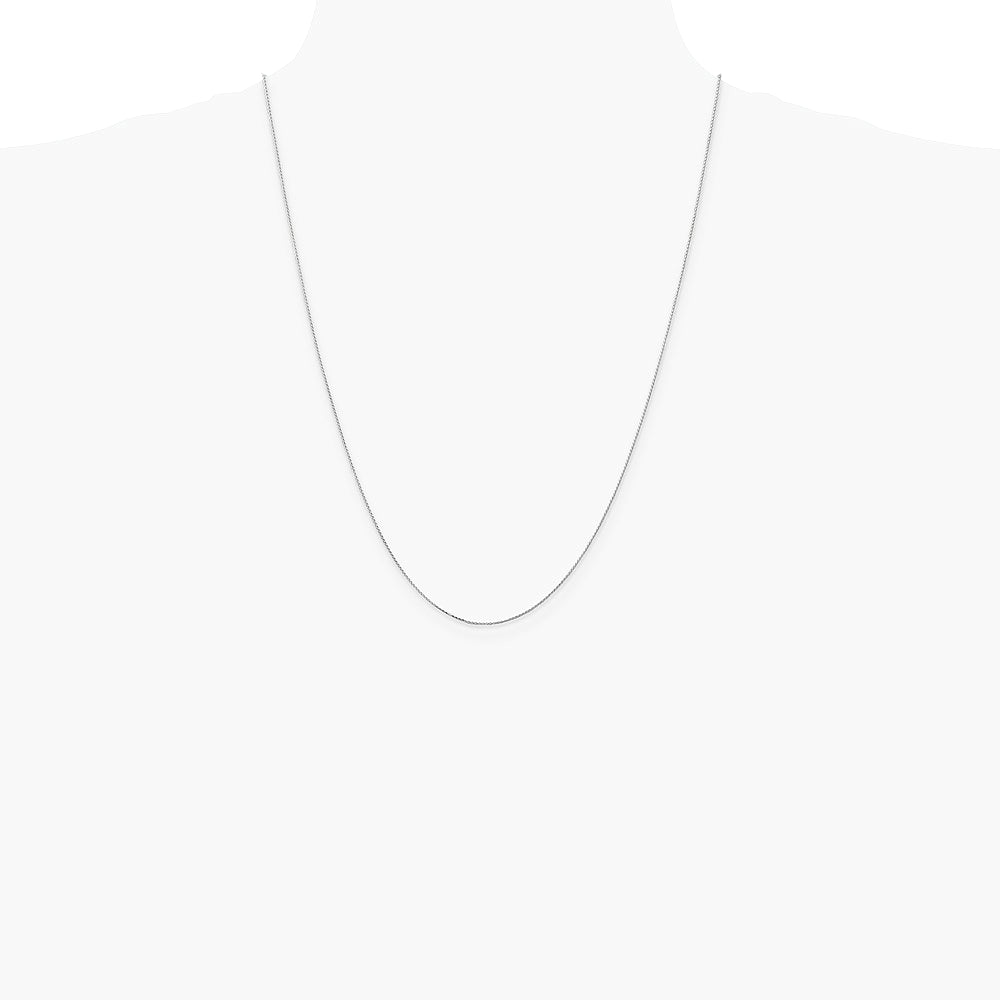 14K White Gold .85mm D/C Spiga with Spring Ring Clasp Chain Necklace 16"-30" - Product Photo