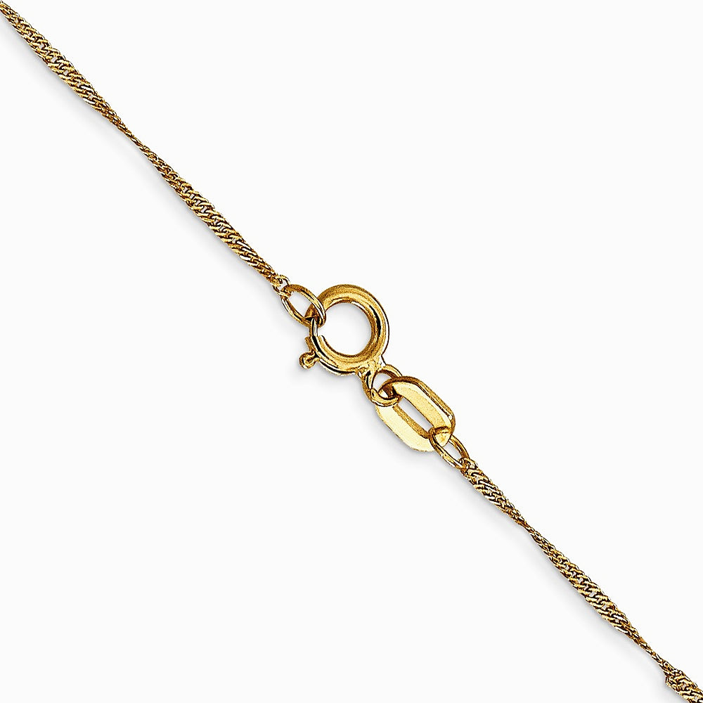 14K Yellow Gold 1mm Singapore Chain Necklace 14"-30" - Product Photo