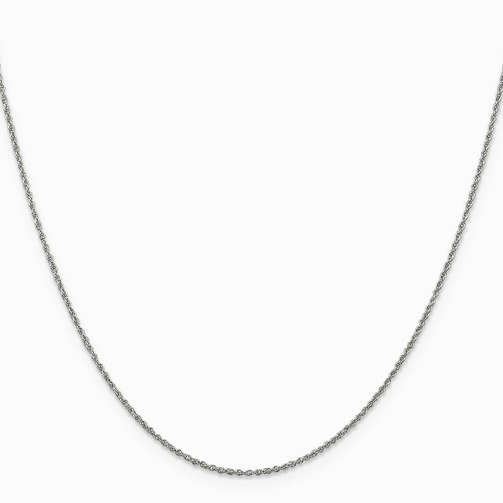 14K White Gold 1.1mm Baby Rope Chain Necklace 16"-26" - Product Photo