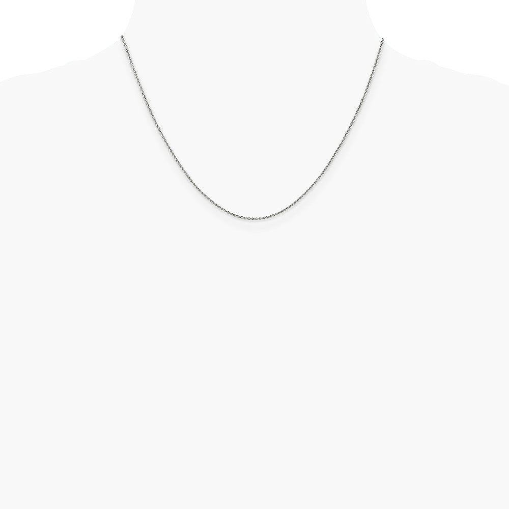 14K White Gold 1.1mm Baby Rope Chain Necklace 16"-26" - Product Photo
