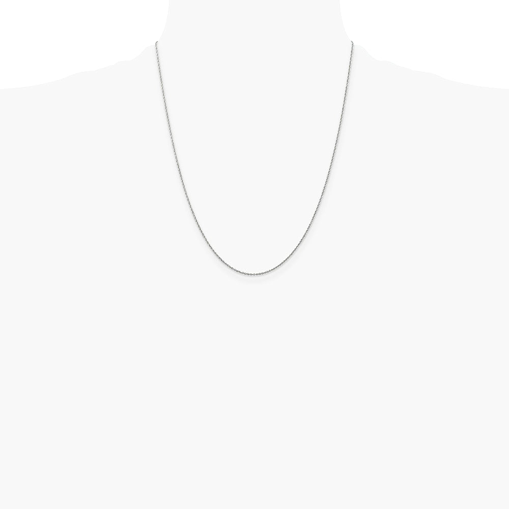14K White Gold 1.1mm Baby Rope Chain Necklace 16"-26" - Product Photo